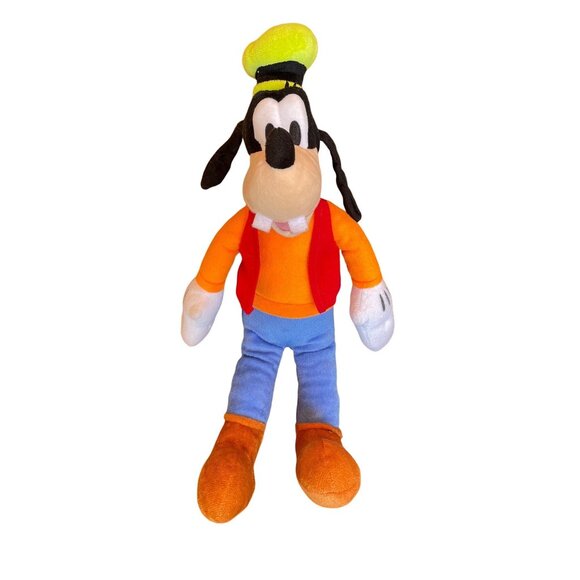 Disney Goofy Plush Toy With Red Vest & Yellow Hat Soft Stuffed Animal 16" Kids G - Picture 1 of 6
